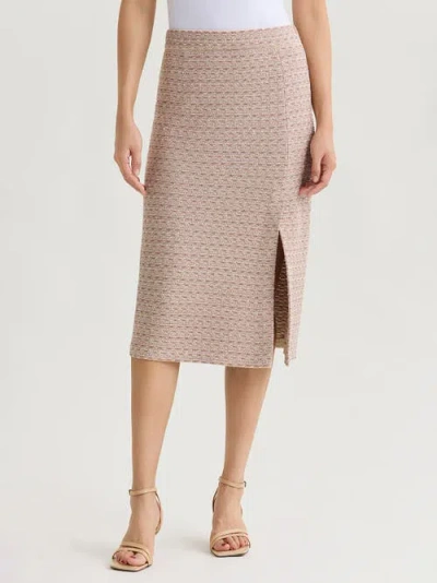 Misook Tonal Tweed Straight Knit Skirt In Brown