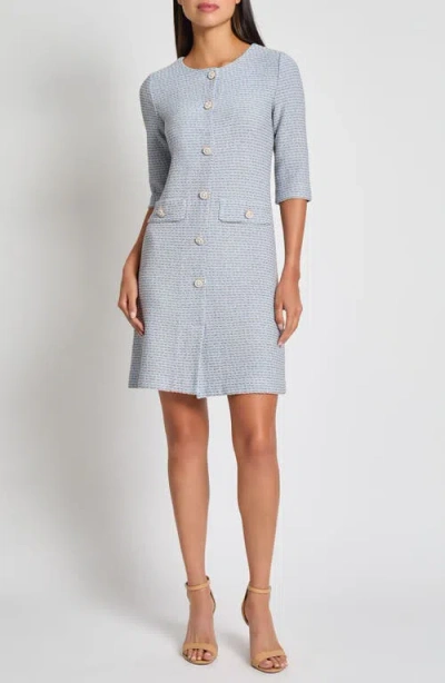 Misook Tri-color Tweed Dress In Arctic