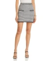 Misook Recycled Tweed Knit Chain-trim Mini Skirt In New Ivory/black