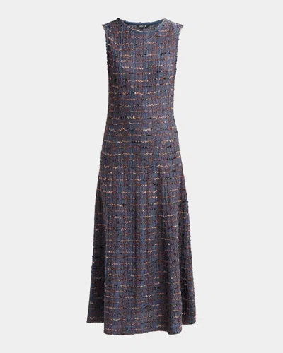Misook Tweed A-line Midi Dress In Mahogany/m