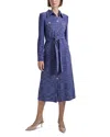 Misook Belted Button Front Tweed Knit Midi Dress In Starry Night/new Ivory