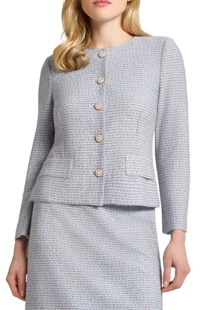 Misook Tweed Knit Jacket In Arctic