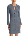 Misook X Lani Lynn Keyhole Cutout Tweed Knit Minidress In Blue