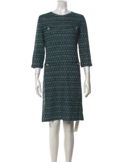Pre-owned Misook Tweed Pattern Knee-length Dress W/ Tags In Green