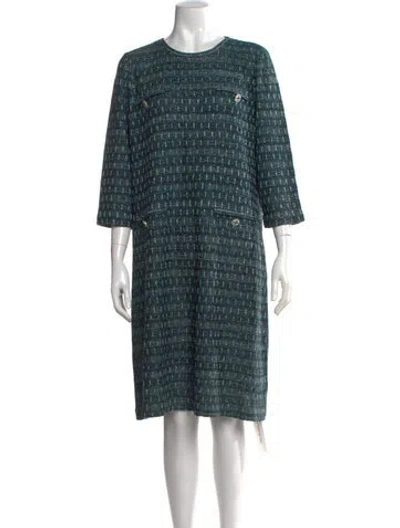 Pre-owned Misook Tweed Pattern Knee-length Dress W/ Tags In Green