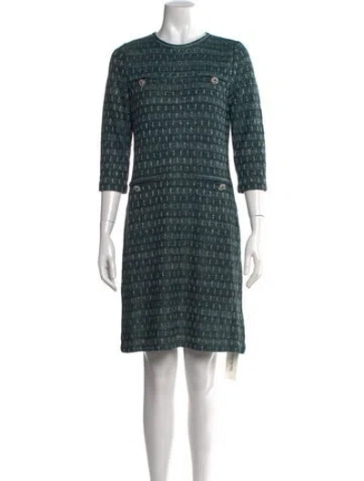 Pre-owned Misook Tweed Pattern Knee-length Dress W/ Tags In Green
