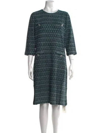 Pre-owned Misook Tweed Pattern Knee-length Dress W/ Tags In Green