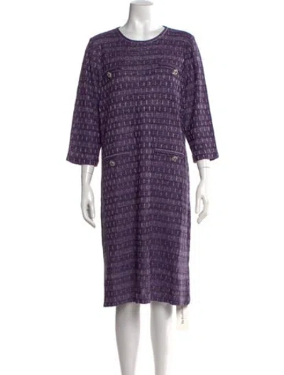 Pre-owned Misook Tweed Pattern Knee-length Dress W/ Tags In Purple