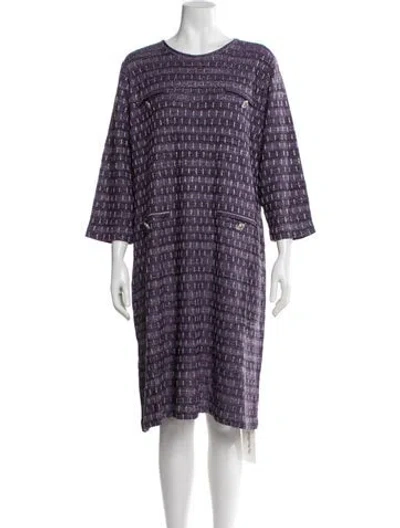Pre-owned Misook Tweed Pattern Knee-length Dress W/ Tags In Purple