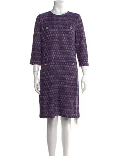 Pre-owned Misook Tweed Pattern Knee-length Dress W/ Tags In Purple