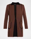 Misook Two-tone Knit Jacket In Brown
