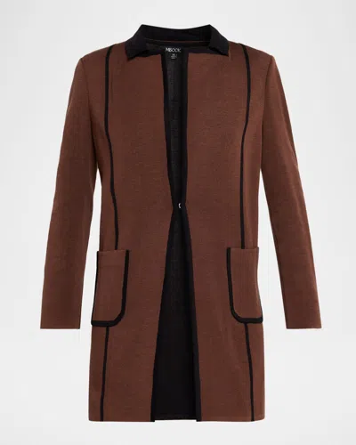 Misook Two-tone Knit Jacket In Brown