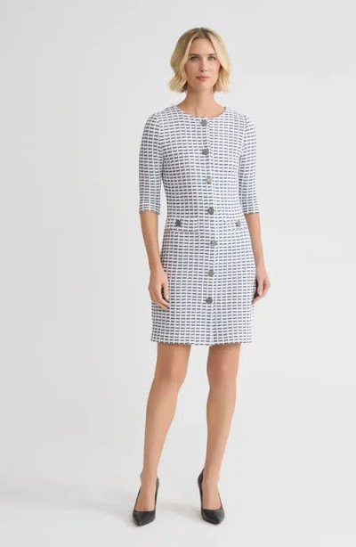 Misook Two-tone Tweed Knit Sheath Dress In Gray
