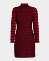 Misook Two-tone Eyelash Long Sleeve Sheath Dress In Rouge/black