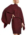 Misook Relaxed Fit Two-tone Eyelash Knit Poncho In Rouge/black