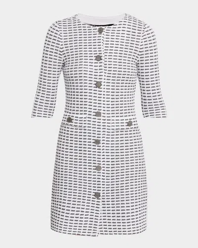 Misook Two-tone Tweed Knit Sheath Dress In White