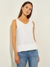 Misook V-neck Soft Knit Tank Top, White In White