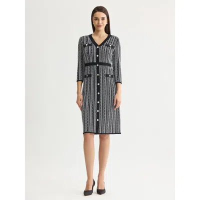 Misook Vertical Stitch Knit Sheath Dress In Multi