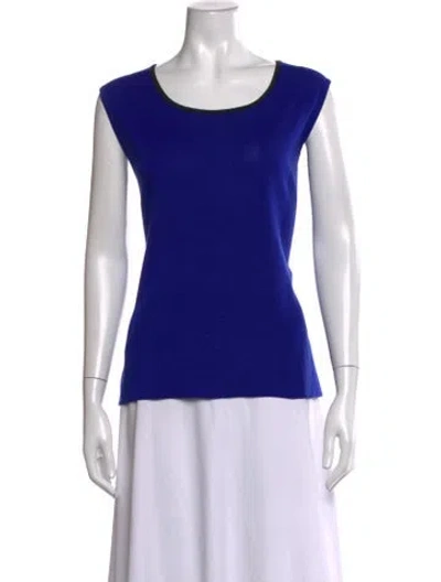 Pre-owned Misook Vintage Crew Neck Top In Blue
