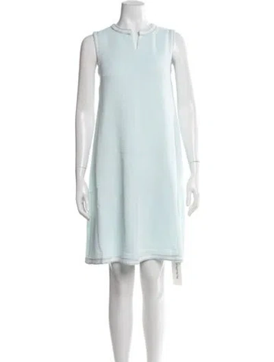 Pre-owned Misook V-neck Knee-length Dress In Blue