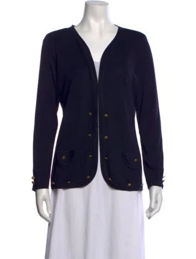 Pre-owned Misook V-neck Sweater In Blue