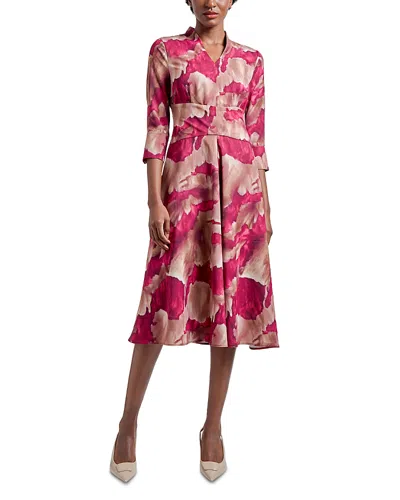 Misook Watercolor Dress In Pink Flash/multi