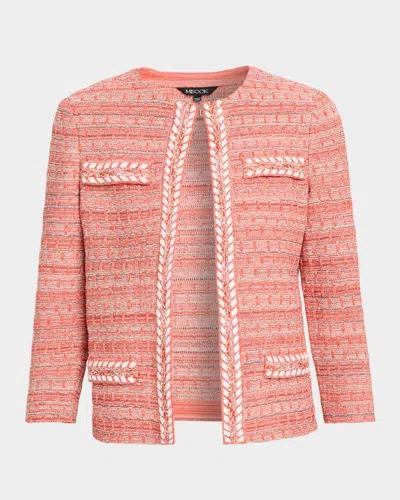 Misook Whipstitch Tweed Jacket In Cherry Ember Biscotti Black