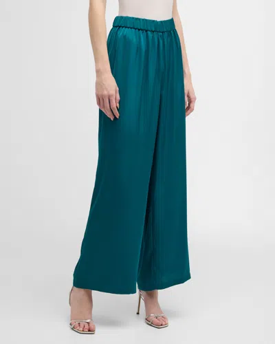 MISOOK WIDE-LEG CHARMEUSE CREPE DE CHINE PANTS