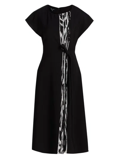 Misook Women's Abstract Print Tie-waist Midi-dress