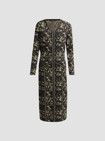 Misook Women's Abstract V-neck Sheath Midi Dress In Gold