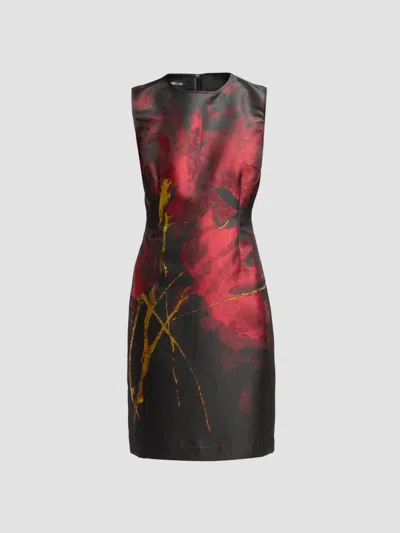 Misook Abstract-print Dress In Black