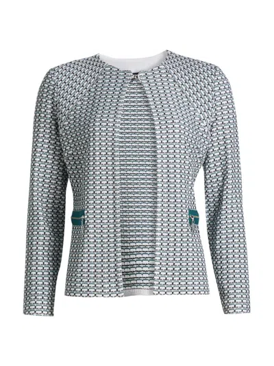 Misook Women's Basketweave Knit Fitted Jacket In Multi