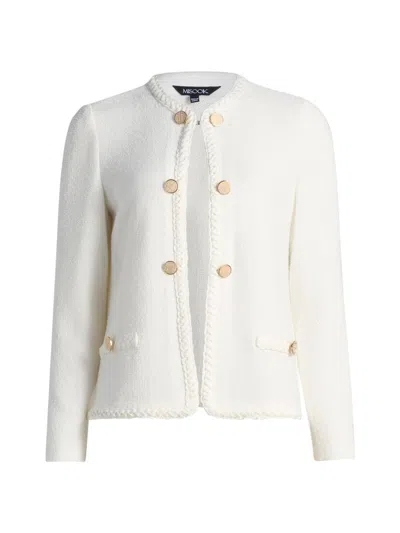 Misook Women's Braid-trim Knit Jacket In White