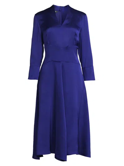 Misook Women's Crêpe De Chine Fit & Flare Dress In Blue