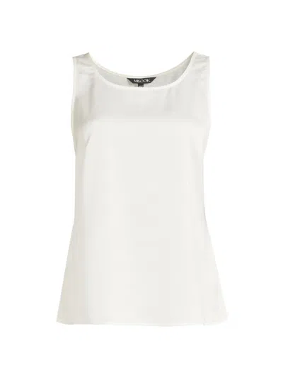 Misook Women's Crepe De Chine Scoopneck Tank In White