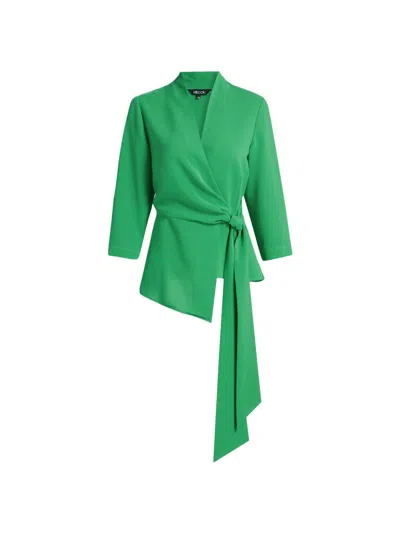 Misook Women's Crepe De Chine Wrap Blouse In Green