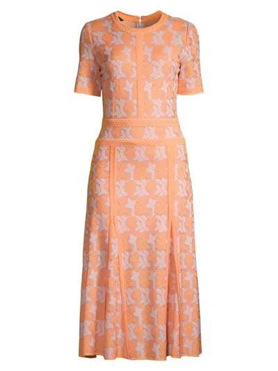 Misook Women's Draped Intarsia Knit Midi-dress In Peach Blossom