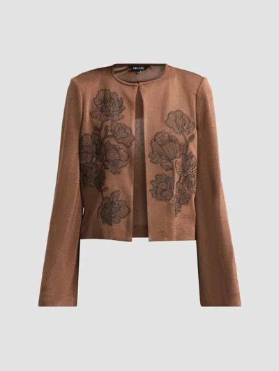 Misook Embroidered Metallic Knit Cardigan In Multi