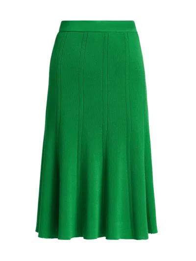 Misook Flared Tonal Soft Knit Skirt In Green