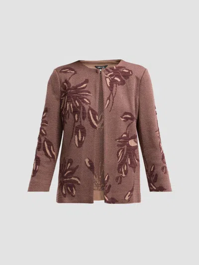 Misook Women's Heritage Floral Jacquard Jacket In Mahogany Charmeuse