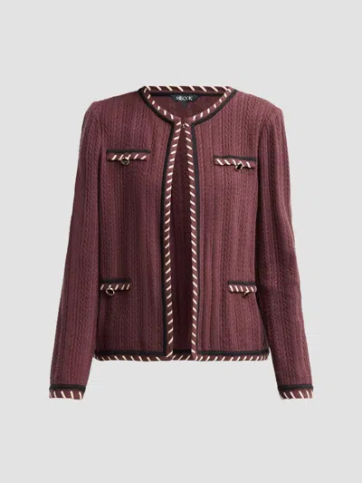 Misook Women's Heritage Whipstich Cable-knit Jacket In Mahogany Biscotti Black