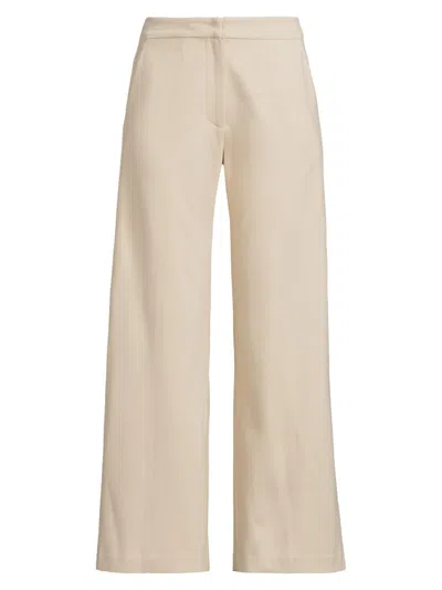 Misook Women's Luxestretch Stretch-cotton Wide-leg Pants In Neutral