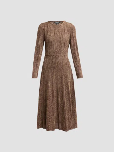 Misook Women's Metallic Pleated Midi Dress In Brown