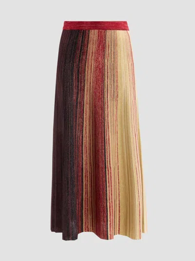 Misook Women's Metallic Striped Maxi Skirt In Animal Print