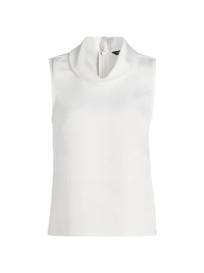 Misook Pearlescence Crepe De Chine Blouse In White