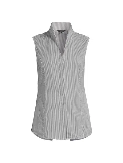 Misook Women's Pinstripe Cotton-blend Blouse In Multi