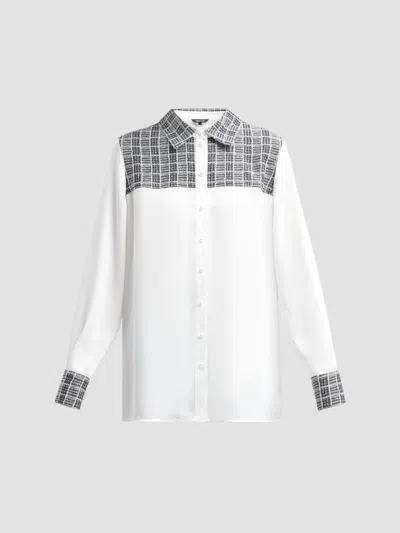 Misook Women's Plaid Crepe De Chine Blouse In White Black