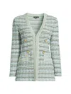 Misook Tailored Plaid Textured Knit Jacket In Green