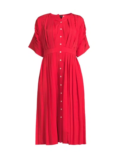 Misook Women's Pleated Dolman-sleeve Midi-dress In Radiant Pink