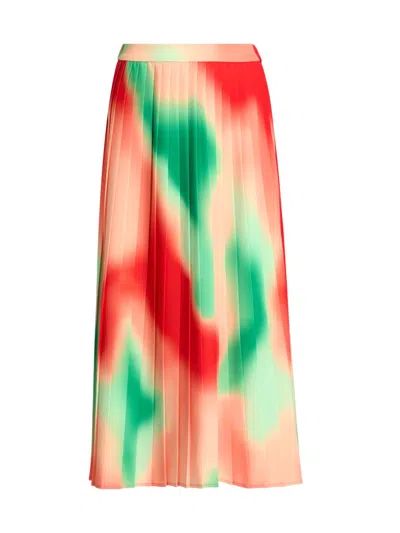 Misook Multi-color Pleated Crepe Maxi Skirt